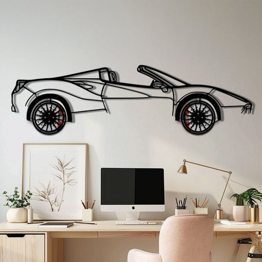 Ferrari 488 Spider Metal Car Wall Art with Rotating Wheels - Italian Twin-Turbo V8 Silhouette - Interactive Automotive Wall Decor - KAFMEKA126 - Tampa Home & Garden Store