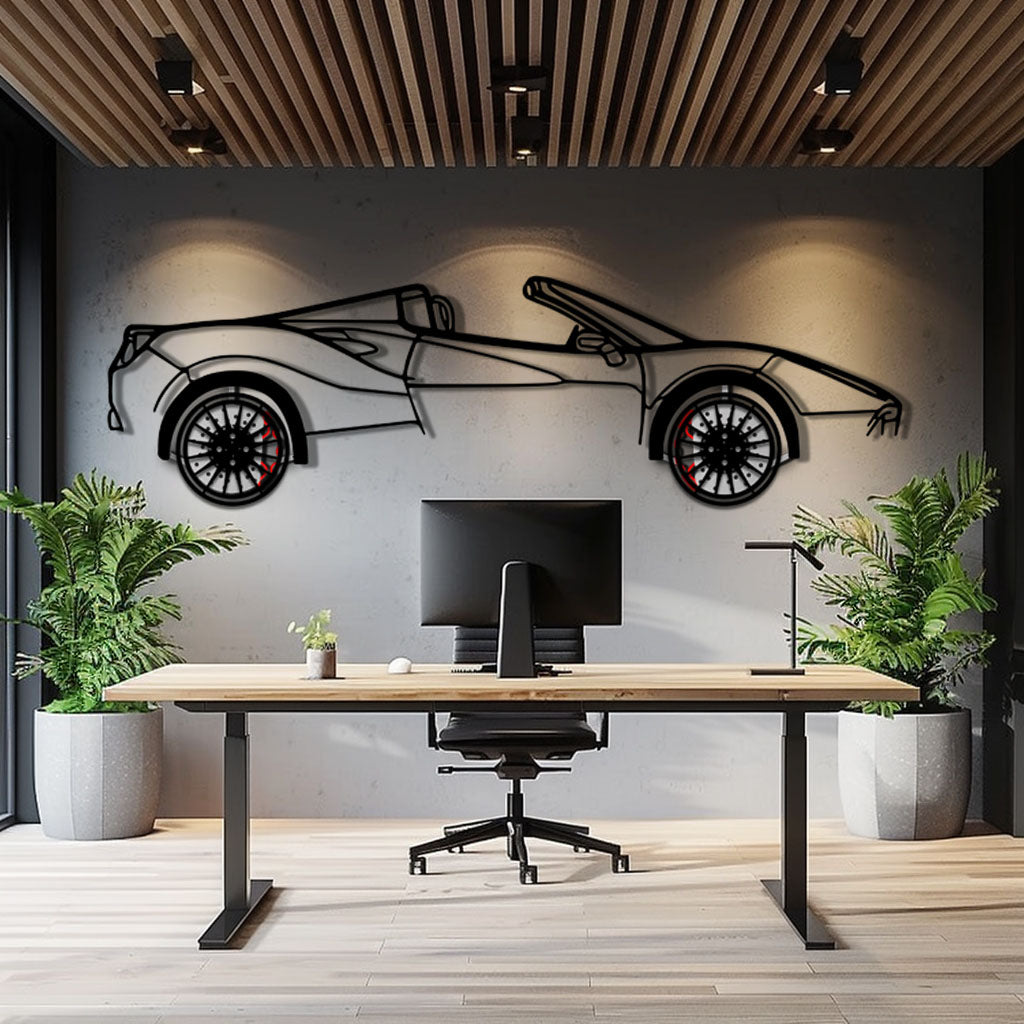 Ferrari 488 Spider Metal Car Wall Art with Rotating Wheels - Italian Twin-Turbo V8 Silhouette - Interactive Automotive Wall Decor - KAFMEKA126 - Tampa Home & Garden Store