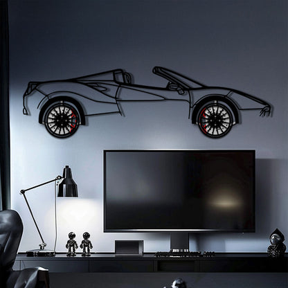 Ferrari 488 Spider Metal Car Wall Art with Rotating Wheels - Italian Twin-Turbo V8 Silhouette - Interactive Automotive Wall Decor - KAFMEKA126 - Tampa Home & Garden Store