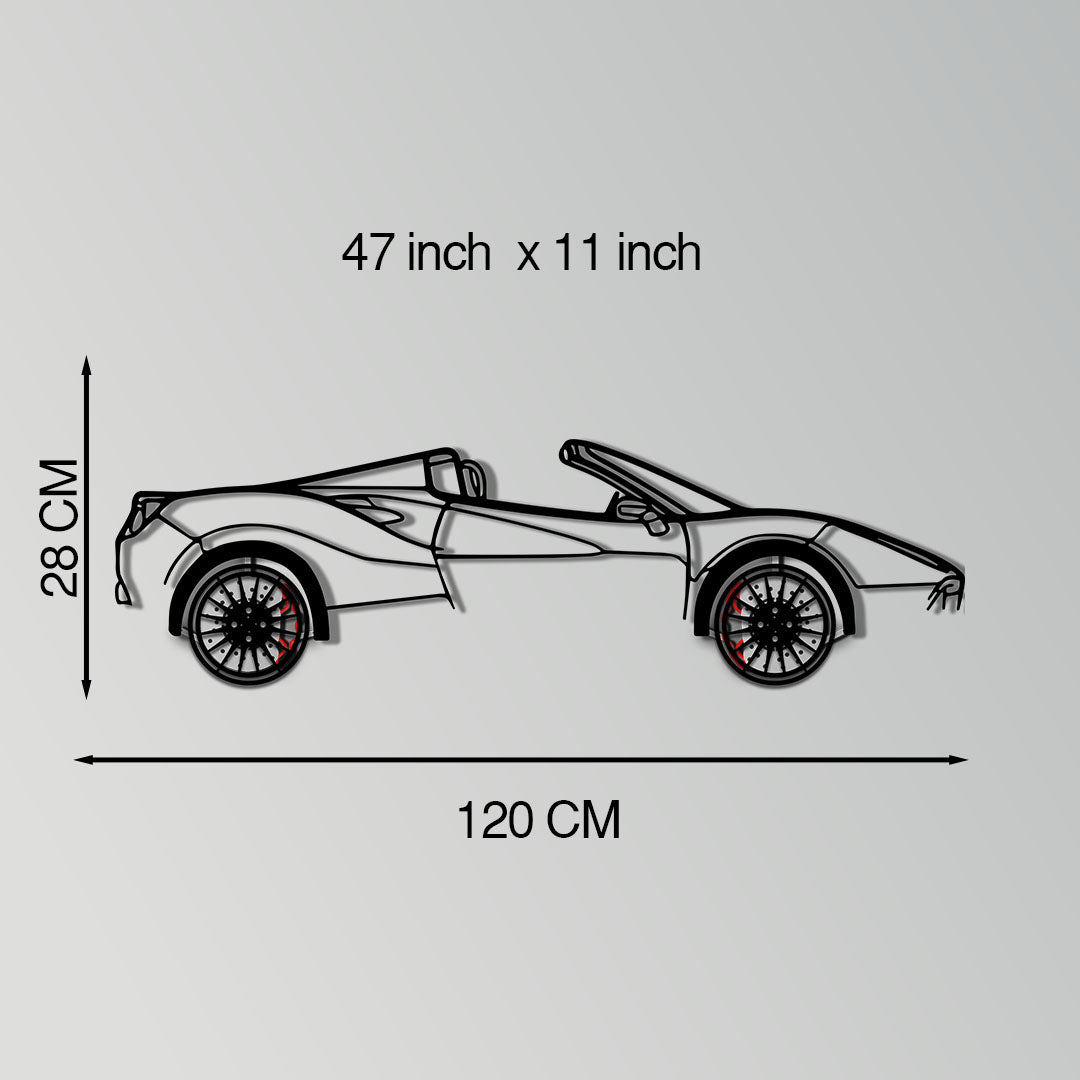 Ferrari 488 Spider Metal Car Wall Art with Rotating Wheels - Italian Twin-Turbo V8 Silhouette - Interactive Automotive Wall Decor - KAFMEKA126 - Tampa Home & Garden Store