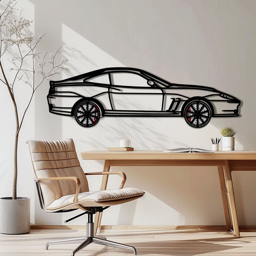Ferrari 550 Maranello Metal Car Wall Art with Rotating Wheels - V12 Grand Tourer Silhouette - Interactive Automotive Wall Decor - KAFMEKA129 - Tampa Home & Garden Store
