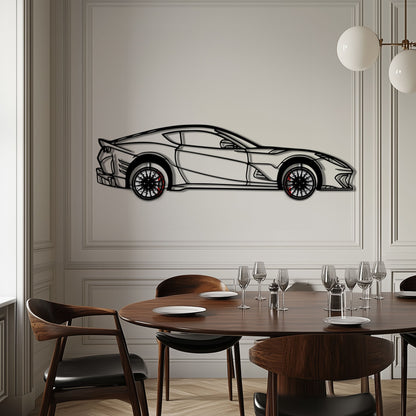 Ferrari 812 Superfast / F12 Metal Car Wall Art with Rotating Wheels - V12 Grand Tourer Silhouette - Interactive Automotive Wall Decor - KAFMEKA127 - Tampa Home & Garden Store