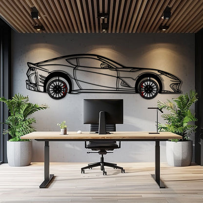 Ferrari 812 Superfast / F12 Metal Car Wall Art with Rotating Wheels - V12 Grand Tourer Silhouette - Interactive Automotive Wall Decor - KAFMEKA127 - Tampa Home & Garden Store