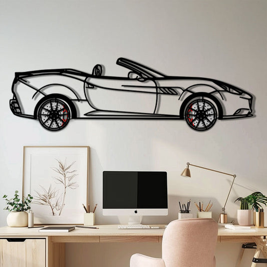 Ferrari California Metal Car Wall Art with Rotating Wheels - Italian V8 Grand Tourer Silhouette - Interactive Automotive Wall Decor - KAFMEKA130 - Tampa Home & Garden Store
