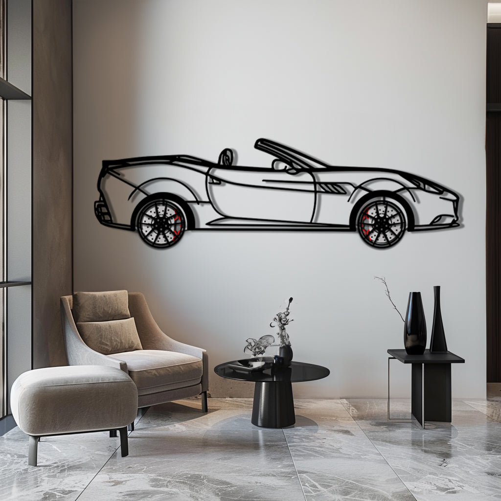 Ferrari California Metal Car Wall Art with Rotating Wheels - Italian V8 Grand Tourer Silhouette - Interactive Automotive Wall Decor - KAFMEKA130 - Tampa Home & Garden Store
