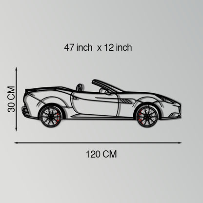 Ferrari California Metal Car Wall Art with Rotating Wheels - Italian V8 Grand Tourer Silhouette - Interactive Automotive Wall Decor - KAFMEKA130 - Tampa Home & Garden Store