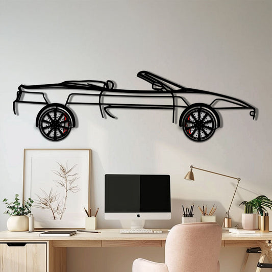 Ferrari F355 Spider Metal Car Wall Art with Rotating Wheels - Classic Italian Convertible Silhouette - Interactive Automotive Decor - KAFMEKA131 - Tampa Home & Garden Store