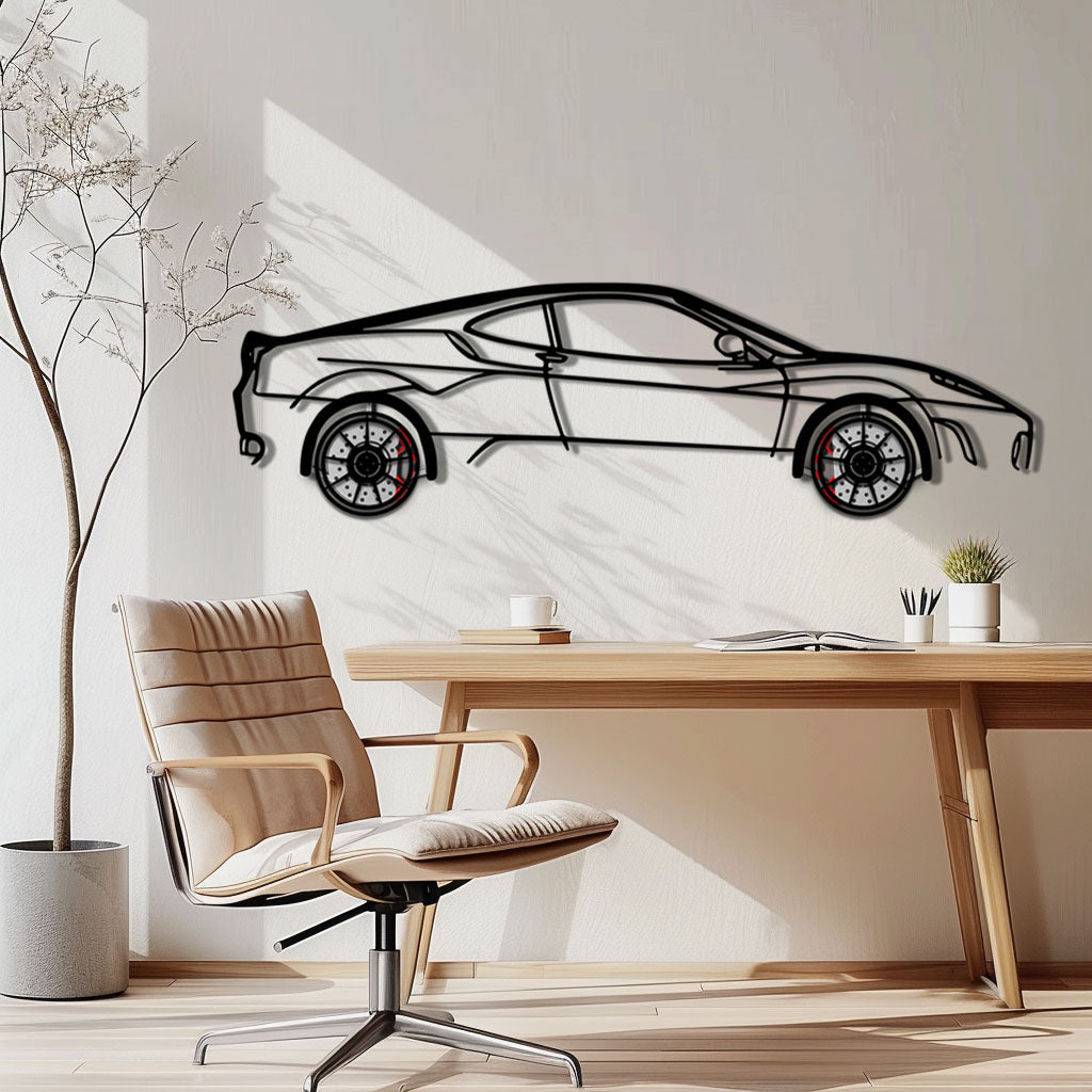 Ferrari F430 Metal Car Wall Art with Rotating Wheels - Italian V8 Supercar Silhouette - Interactive Automotive Wall Decor - KAFMEKA132 - Tampa Home & Garden Store