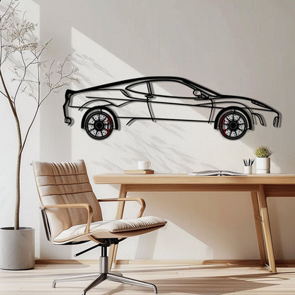 Ferrari F430 Metal Car Wall Art with Rotating Wheels - Italian V8 Supercar Silhouette - Interactive Automotive Wall Decor - KAFMEKA132 - Tampa Home & Garden Store