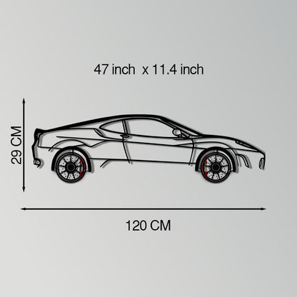 Ferrari F430 Metal Car Wall Art with Rotating Wheels - Italian V8 Supercar Silhouette - Interactive Automotive Wall Decor - KAFMEKA132 - Tampa Home & Garden Store