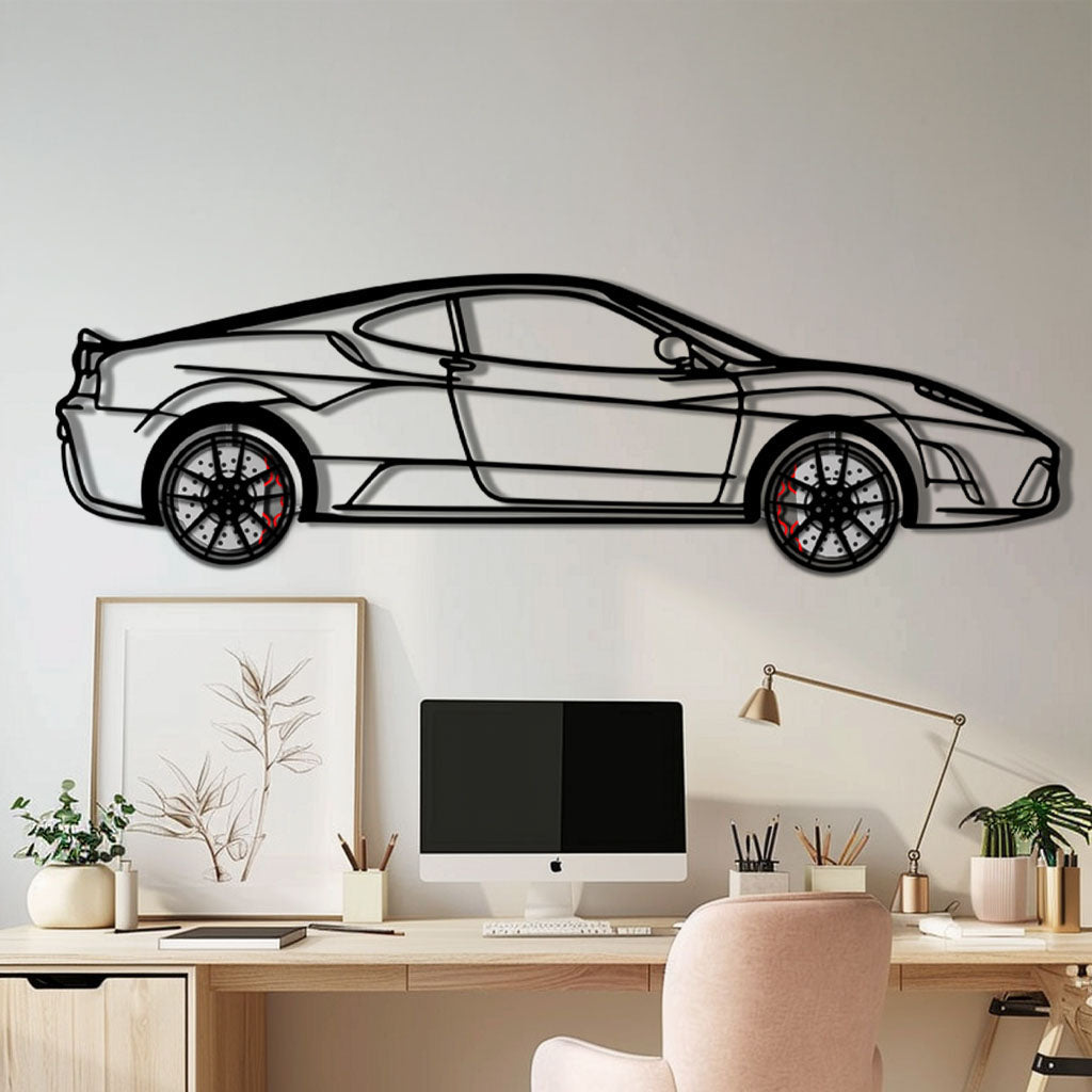 Ferrari F430 Scuderia Metal Car Wall Art with Rotating Wheels - Track-Focused V8 Silhouette - Interactive Automotive Wall Art - KAFMEKA133 - Tampa Home & Garden Store