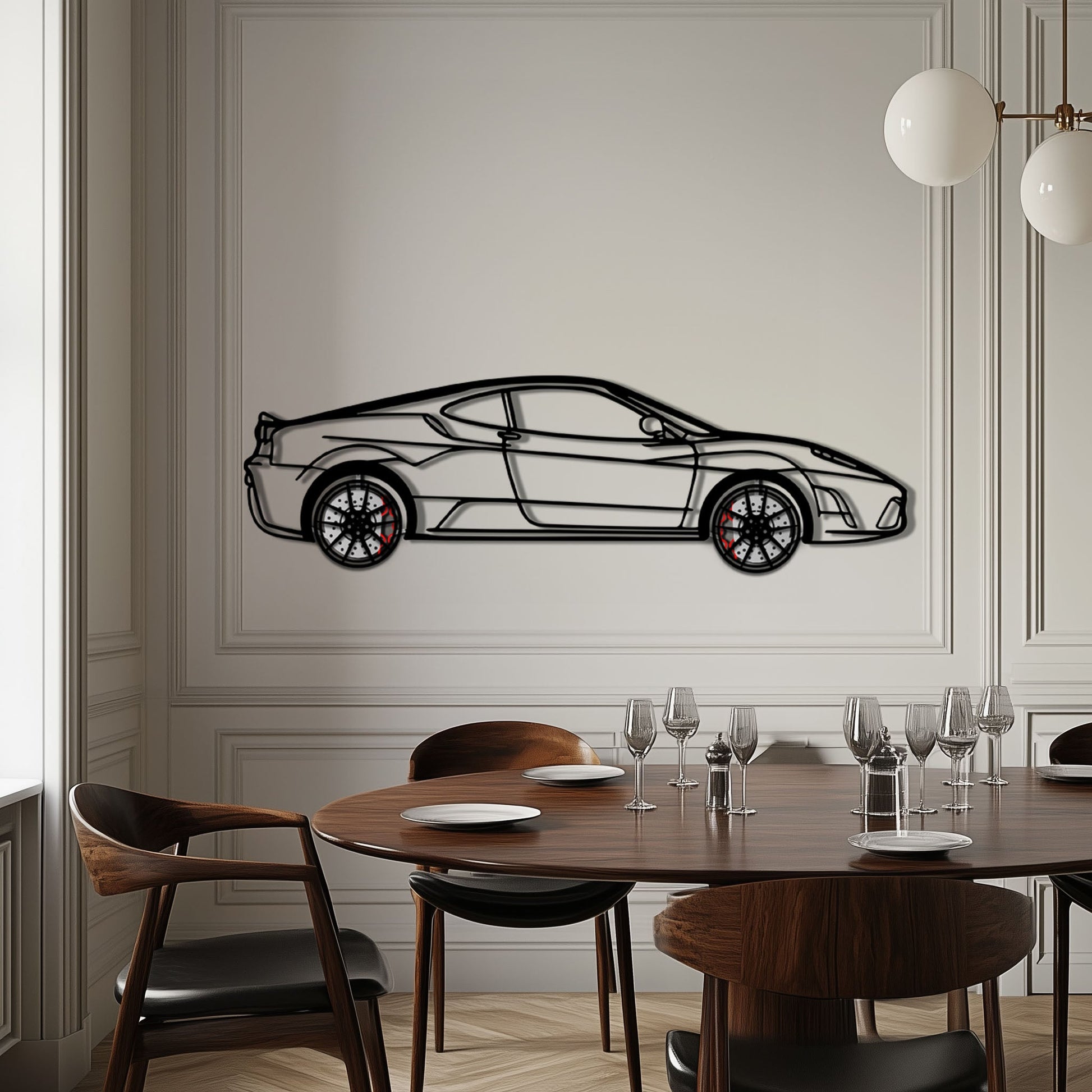 Ferrari F430 Scuderia Metal Car Wall Art with Rotating Wheels - Track-Focused V8 Silhouette - Interactive Automotive Wall Art - KAFMEKA133 - Tampa Home & Garden Store
