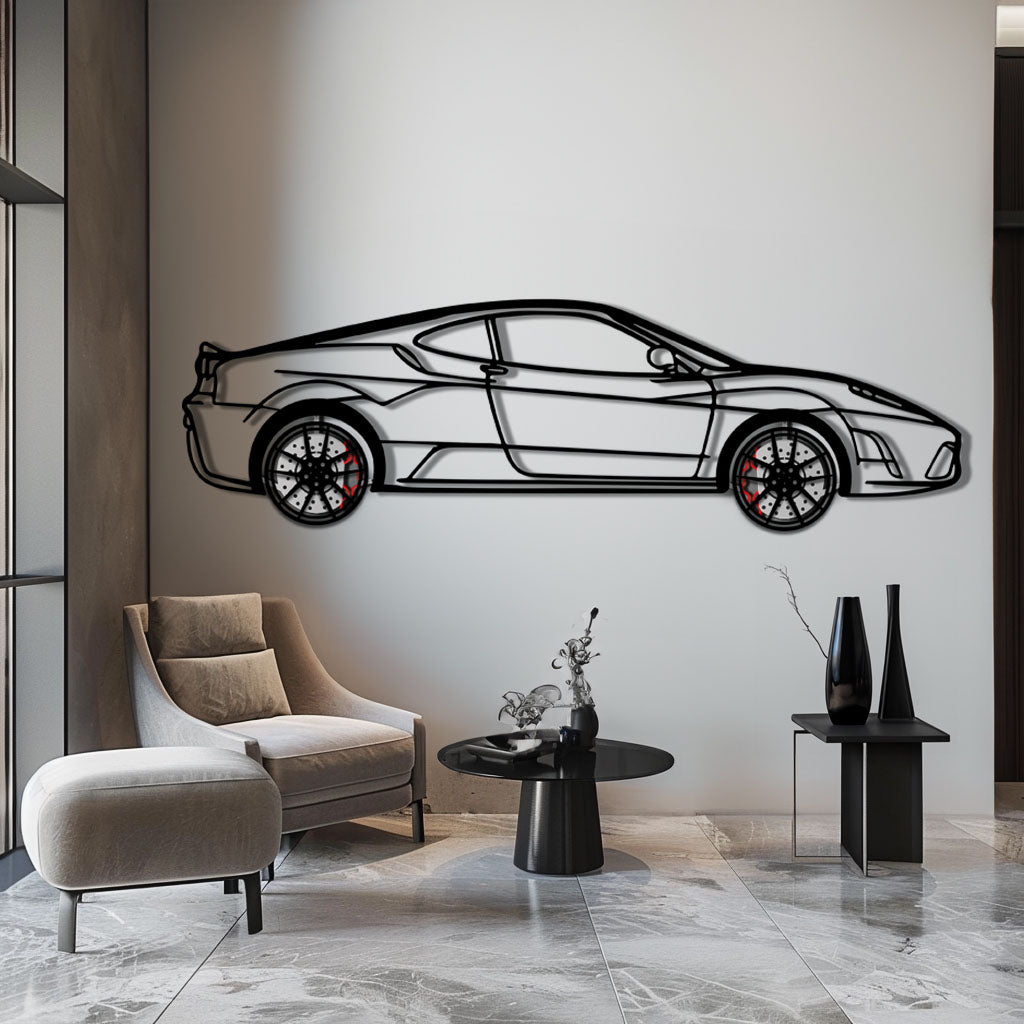 Ferrari F430 Scuderia Metal Car Wall Art with Rotating Wheels - Track-Focused V8 Silhouette - Interactive Automotive Wall Art - KAFMEKA133 - Tampa Home & Garden Store