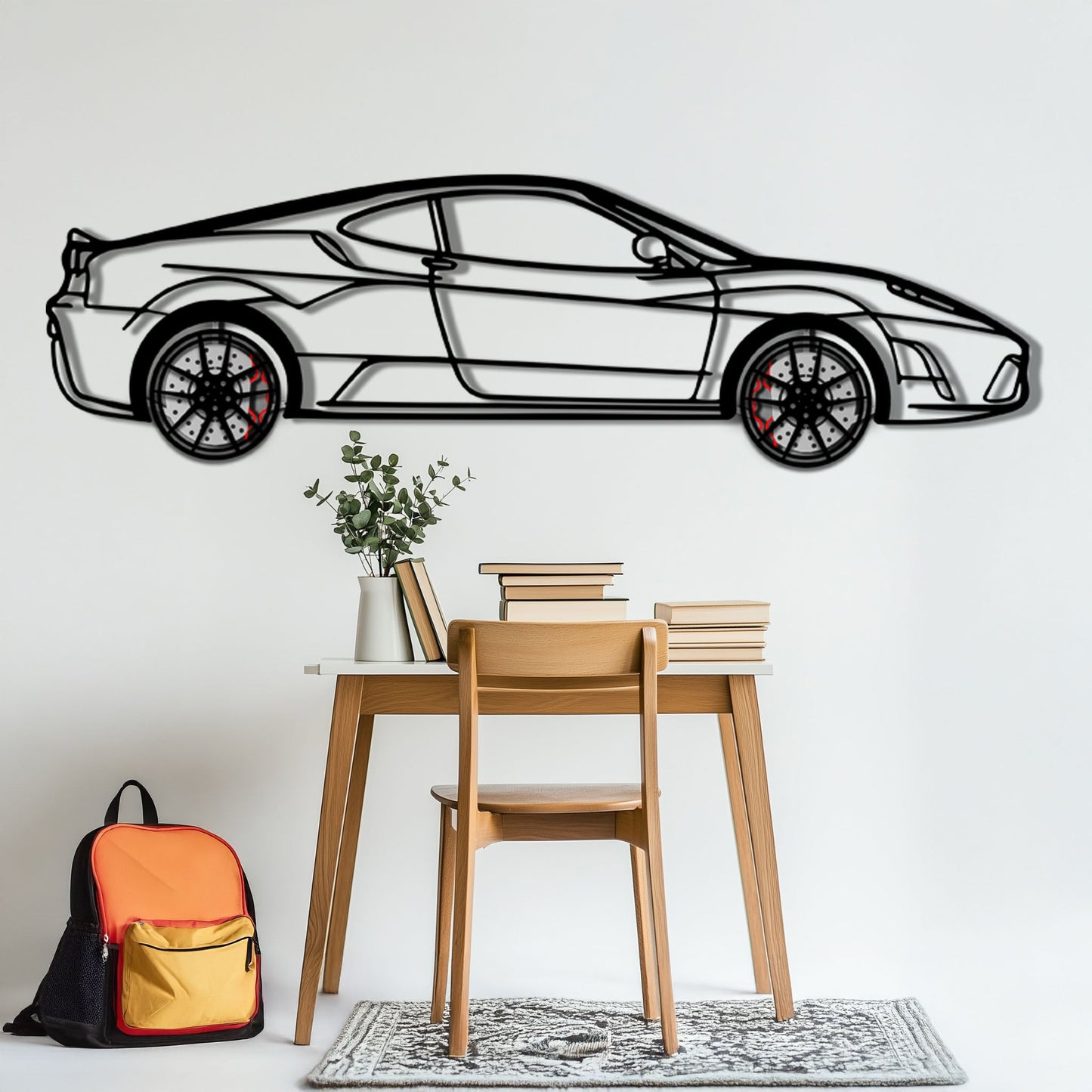 Ferrari F430 Scuderia Metal Car Wall Art with Rotating Wheels - Track-Focused V8 Silhouette - Interactive Automotive Wall Art - KAFMEKA133 - Tampa Home & Garden Store