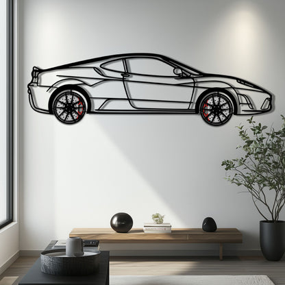 Ferrari F430 Scuderia Metal Car Wall Art with Rotating Wheels - Track-Focused V8 Silhouette - Interactive Automotive Wall Art - KAFMEKA133 - Tampa Home & Garden Store