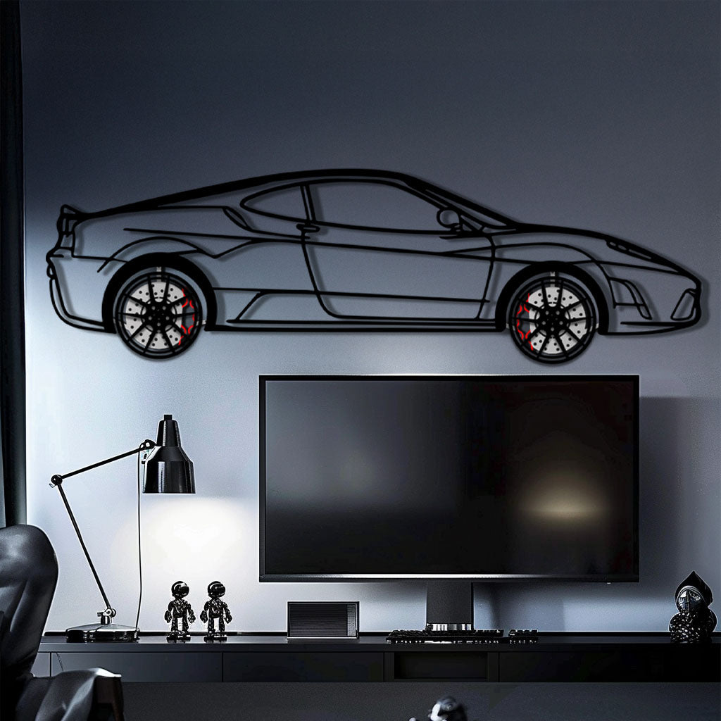 Ferrari F430 Scuderia Metal Car Wall Art with Rotating Wheels - Track-Focused V8 Silhouette - Interactive Automotive Wall Art - KAFMEKA133 - Tampa Home & Garden Store