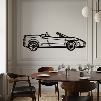 Ferrari F430 Spider Metal Car Wall Art with Rotating Wheels - Italian Convertible Supercar Silhouette - Interactive Automotive Wall Decor - KAFMEKA134 - Tampa Home & Garden Store