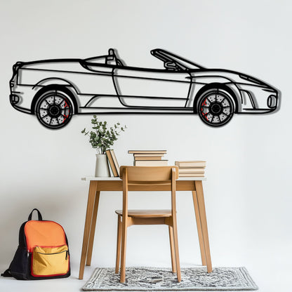 Ferrari F430 Spider Metal Car Wall Art with Rotating Wheels - Italian Convertible Supercar Silhouette - Interactive Automotive Wall Decor - KAFMEKA134 - Tampa Home & Garden Store