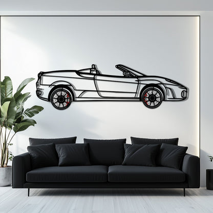 Ferrari F430 Spider Metal Car Wall Art with Rotating Wheels - Italian Convertible Supercar Silhouette - Interactive Automotive Wall Decor - KAFMEKA134 - Tampa Home & Garden Store