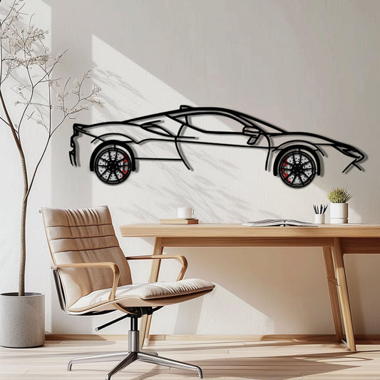 Ferrari SF90 Stradale Metal Car Wall Art with Rotating Wheels - Hybrid Hypercar Silhouette - Interactive Automotive Wall Decor - KAFMEKA135 - Tampa Home & Garden Store