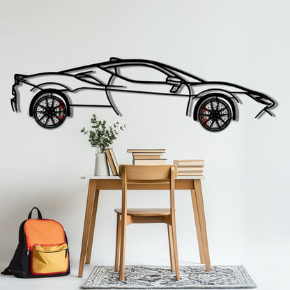 Ferrari SF90 Stradale Metal Car Wall Art with Rotating Wheels - Hybrid Hypercar Silhouette - Interactive Automotive Wall Decor - KAFMEKA135 - Tampa Home & Garden Store