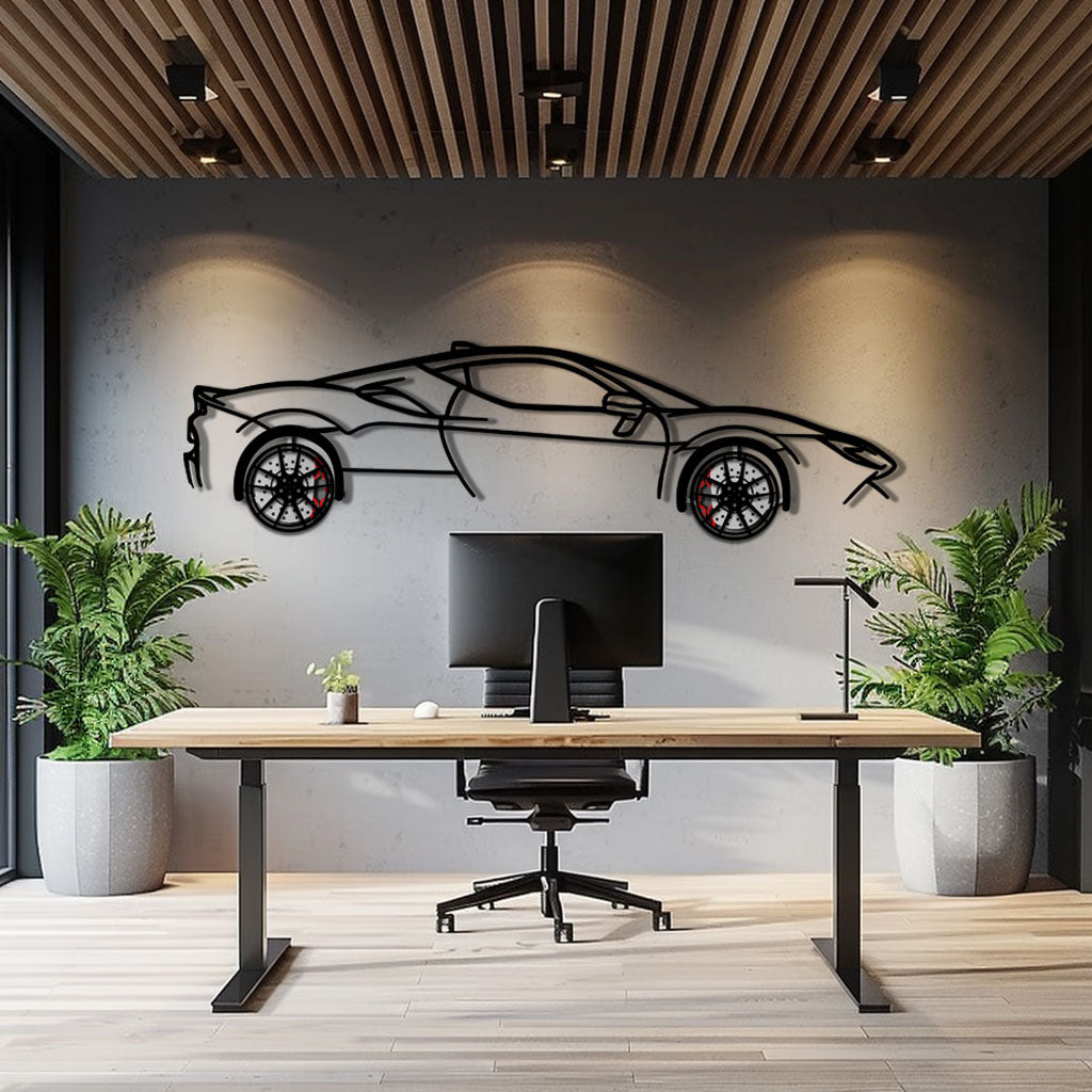 Ferrari SF90 Stradale Metal Car Wall Art with Rotating Wheels - Hybrid Hypercar Silhouette - Interactive Automotive Wall Decor - KAFMEKA135 - Tampa Home & Garden Store