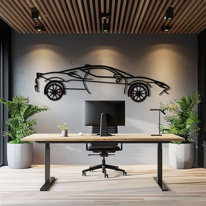 Ferrari SF90 Stradale Metal Car Wall Art with Rotating Wheels - Hybrid Hypercar Silhouette - Interactive Automotive Wall Decor - KAFMEKA135 - Tampa Home & Garden Store
