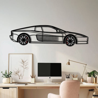 Ferrari Testarossa Metal Car Wall Art with Rotating Wheels - Iconic 80s Supercar Silhouette - Interactive Retro Automotive Decor - KAFMEKA136 - Tampa Home & Garden Store