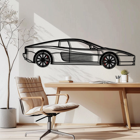 Ferrari Testarossa Metal Car Wall Art with Rotating Wheels - Iconic 80s Supercar Silhouette - Interactive Retro Automotive Decor - KAFMEKA136 - Tampa Home & Garden Store