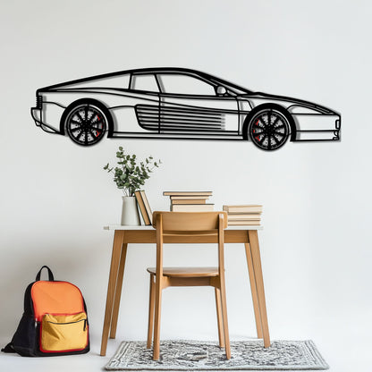 Ferrari Testarossa Metal Car Wall Art with Rotating Wheels - Iconic 80s Supercar Silhouette - Interactive Retro Automotive Decor - KAFMEKA136 - Tampa Home & Garden Store