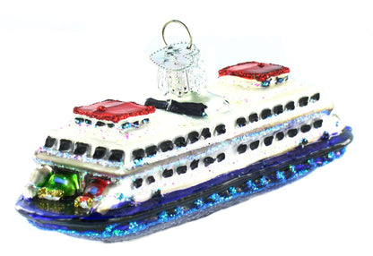 Ferry Boat Glass Ornament - Tampa Home & Garden Store