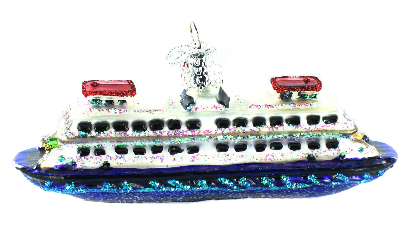 Ferry Boat Glass Ornament - Tampa Home & Garden Store