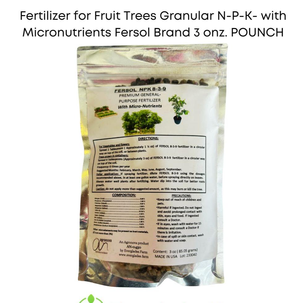 Fertilizante 8-3-9 para frutales Micronutrientes granulados | Fersol 