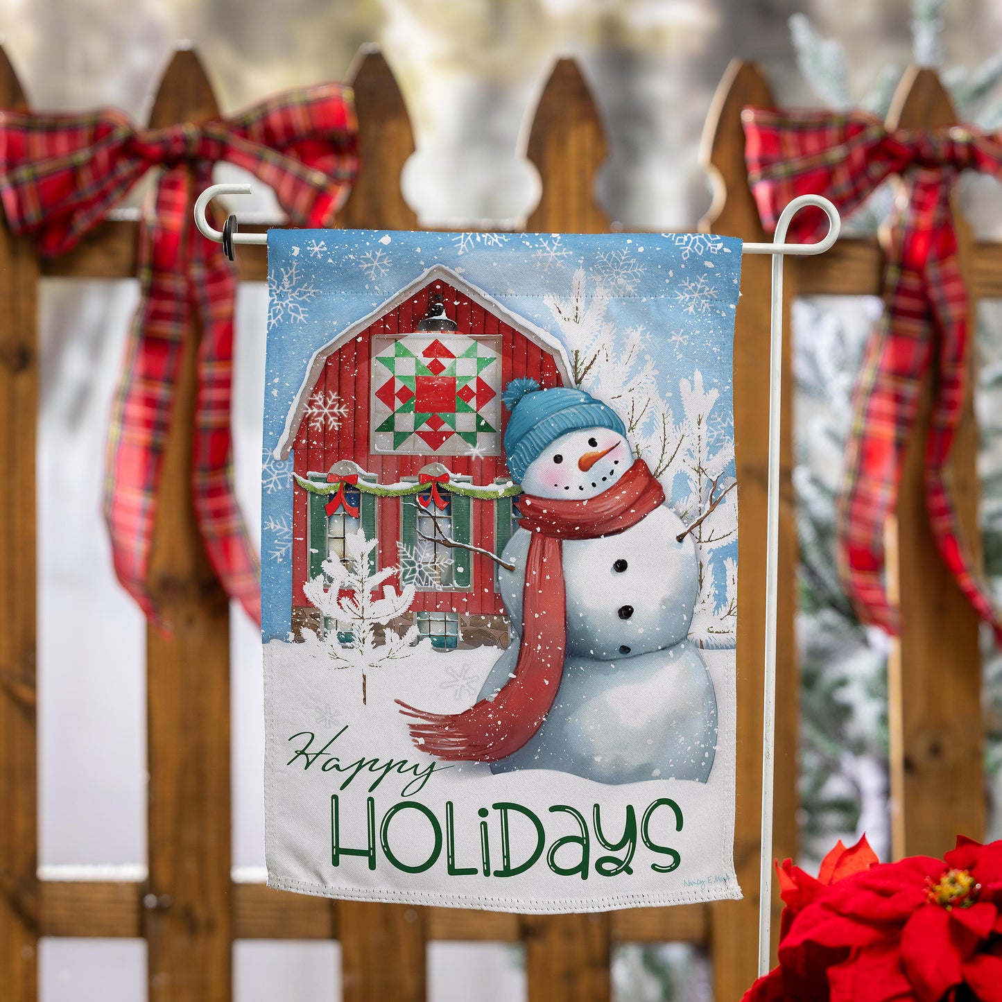 Festive Farm Snowman Suede Garden Flag - Tampa Home & Garden Store