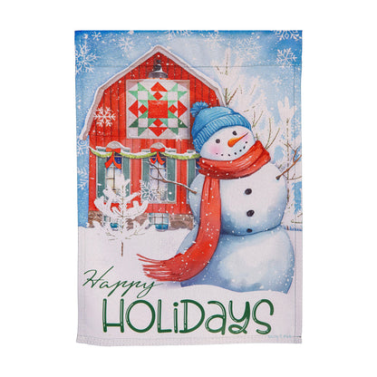 Festive Farm Snowman Suede Garden Flag - Tampa Home & Garden Store