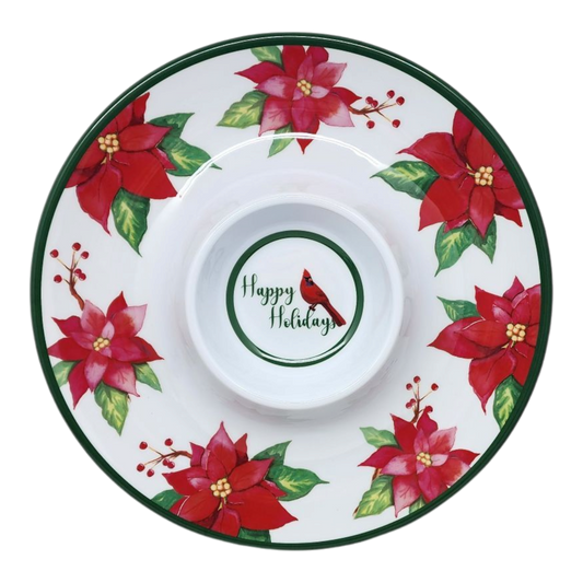 Festive Poinsettia Chip & Dip Platter - Tampa Home & Garden Store