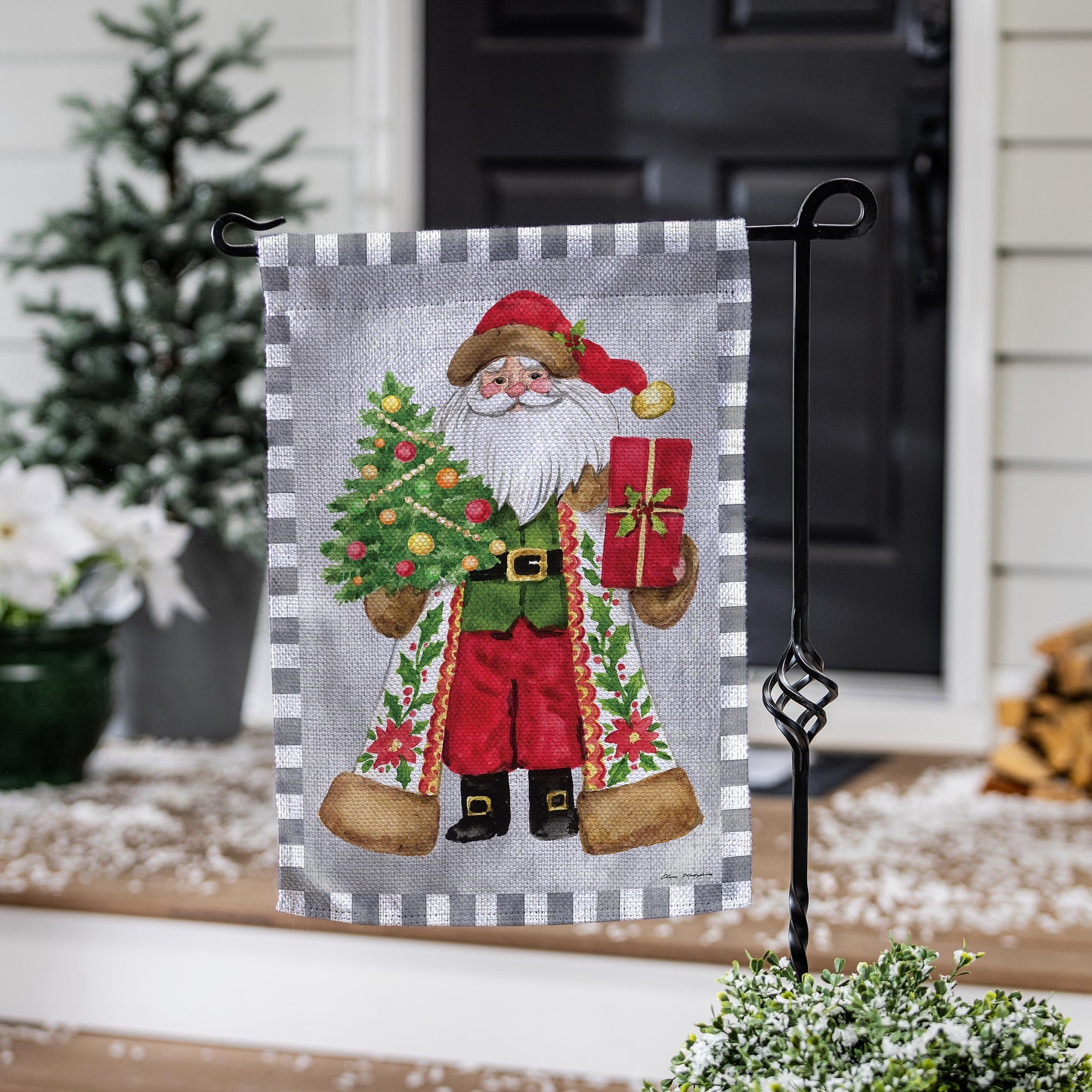 Festive Santa Burlap Garden Flag - Tampa Home & Garden Store