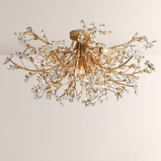 Crystal Floral Chandelier 28" 4-Light E12 Iron Ceiling Fixture - Tampa Home & Garden Store