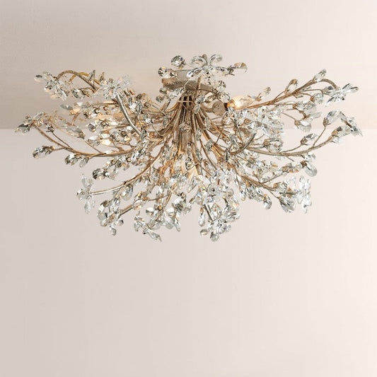 Crystal Floral Chandelier 28" 4-Light E12 Iron Ceiling Fixture - Tampa Home & Garden Store