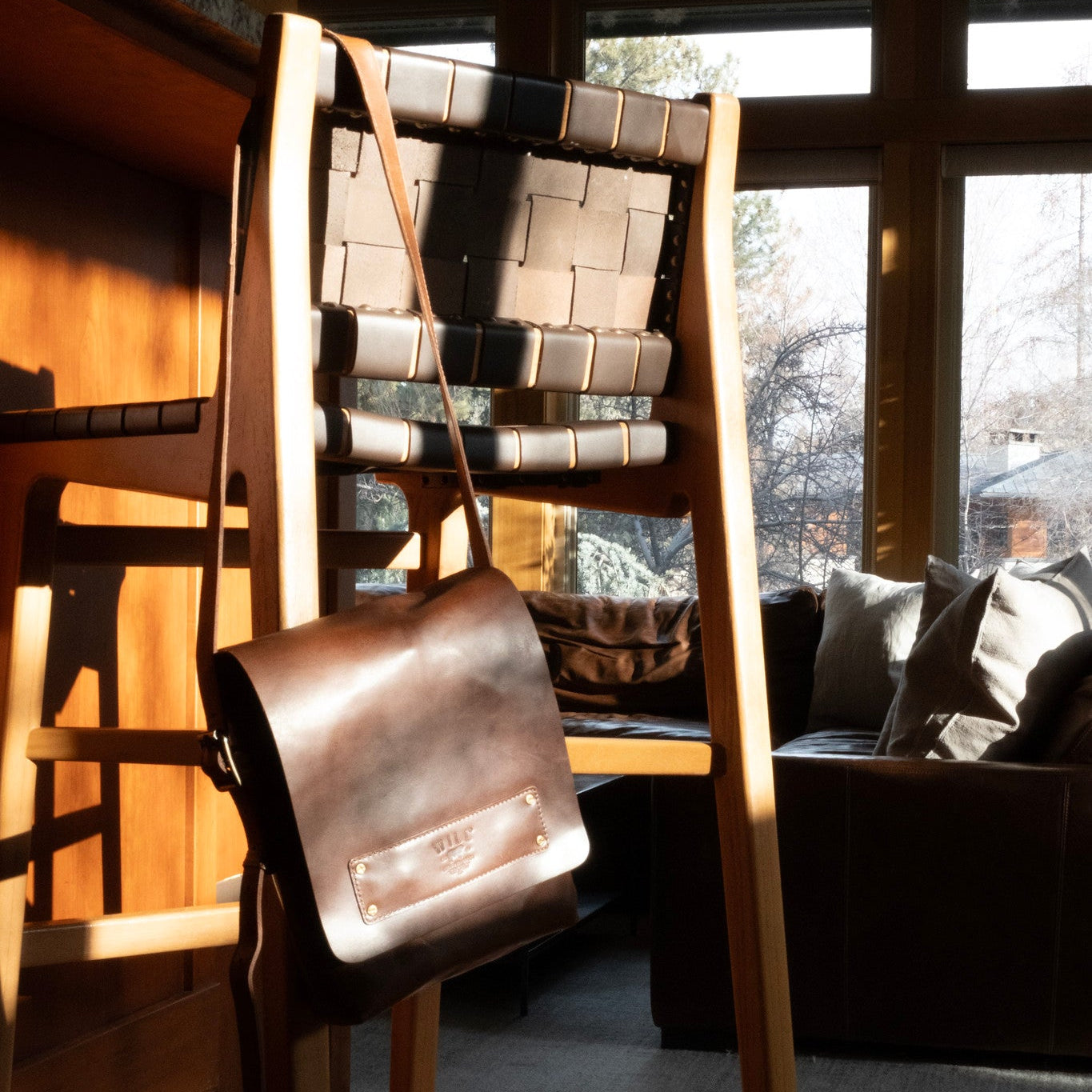 The Field Crossbody bag in brown leather with a long strap by Will Leather Goods on Tampa Home & Garden Store