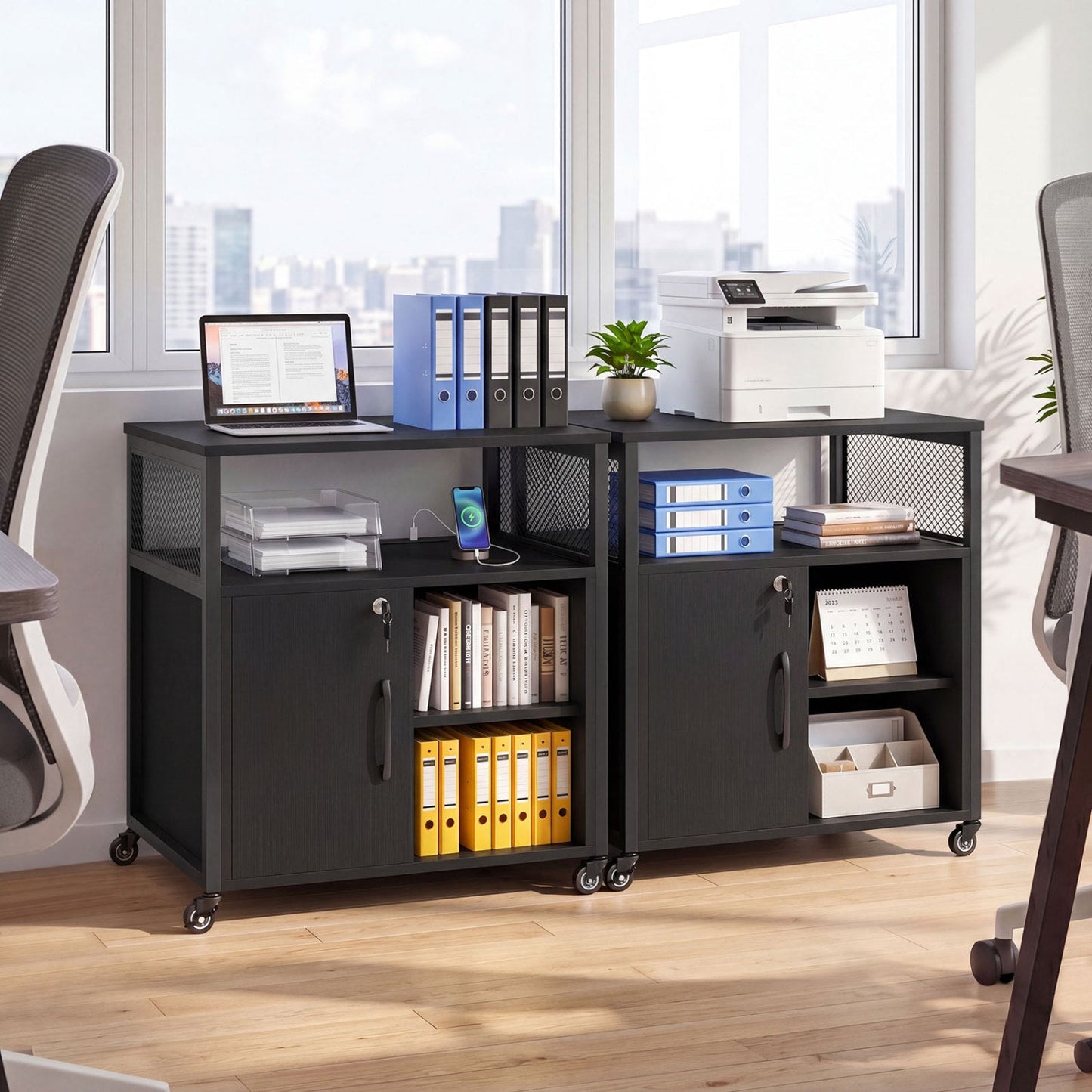 Mobile File Cabinet with Charging Station