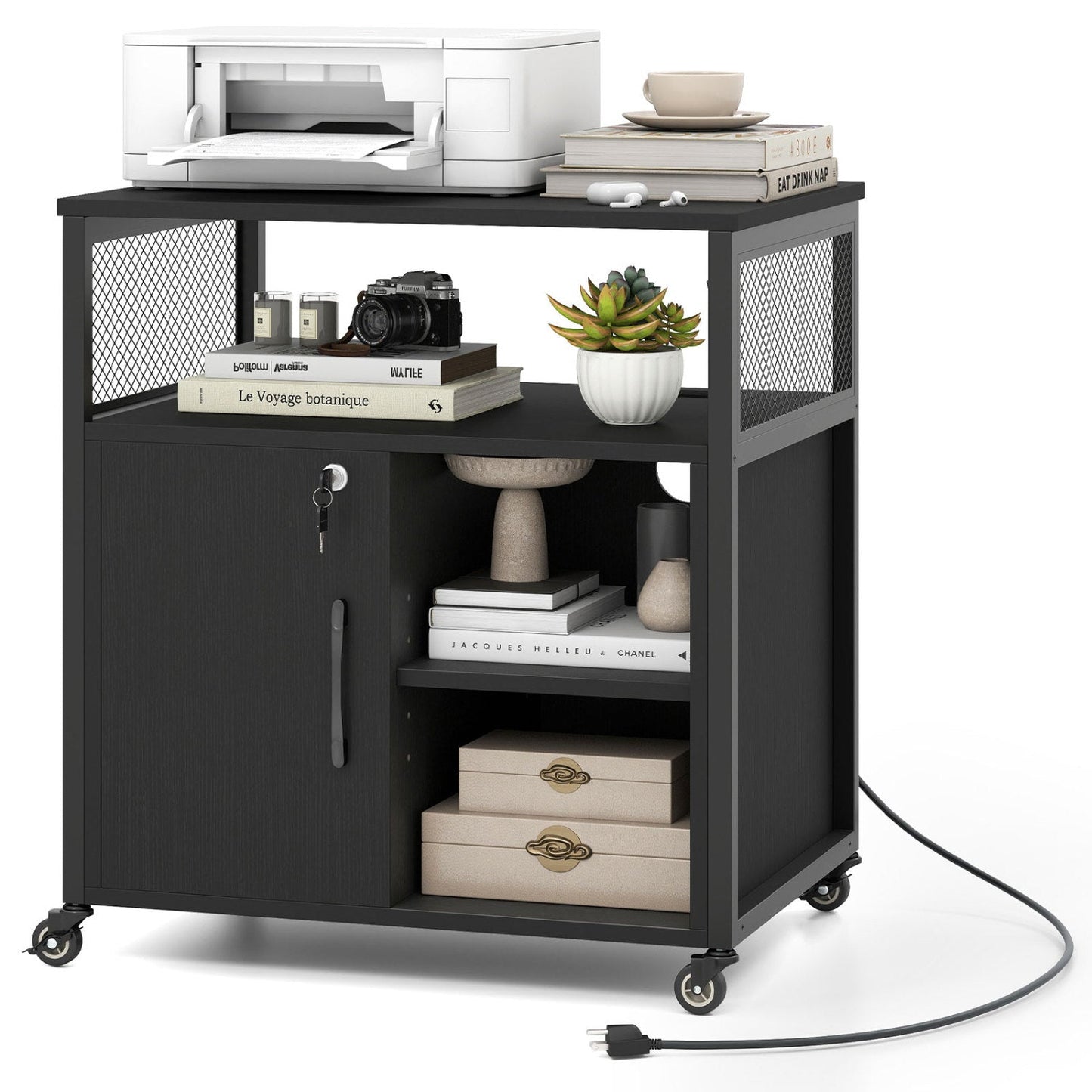Mobile File Cabinet with Charging Station