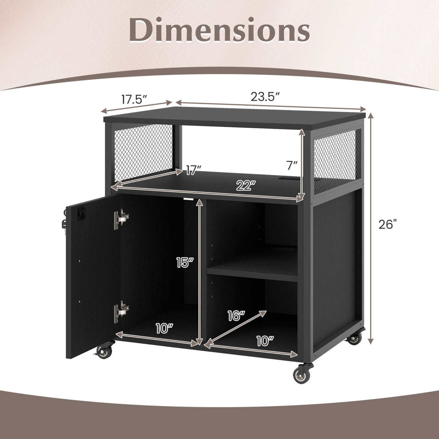 Mobile File Cabinet with Charging Station