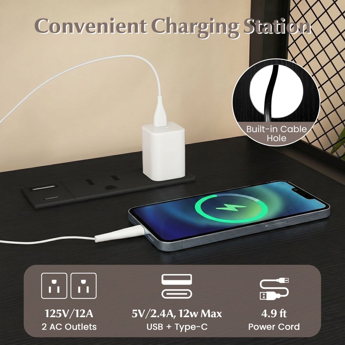Mobile File Cabinet with Charging Station