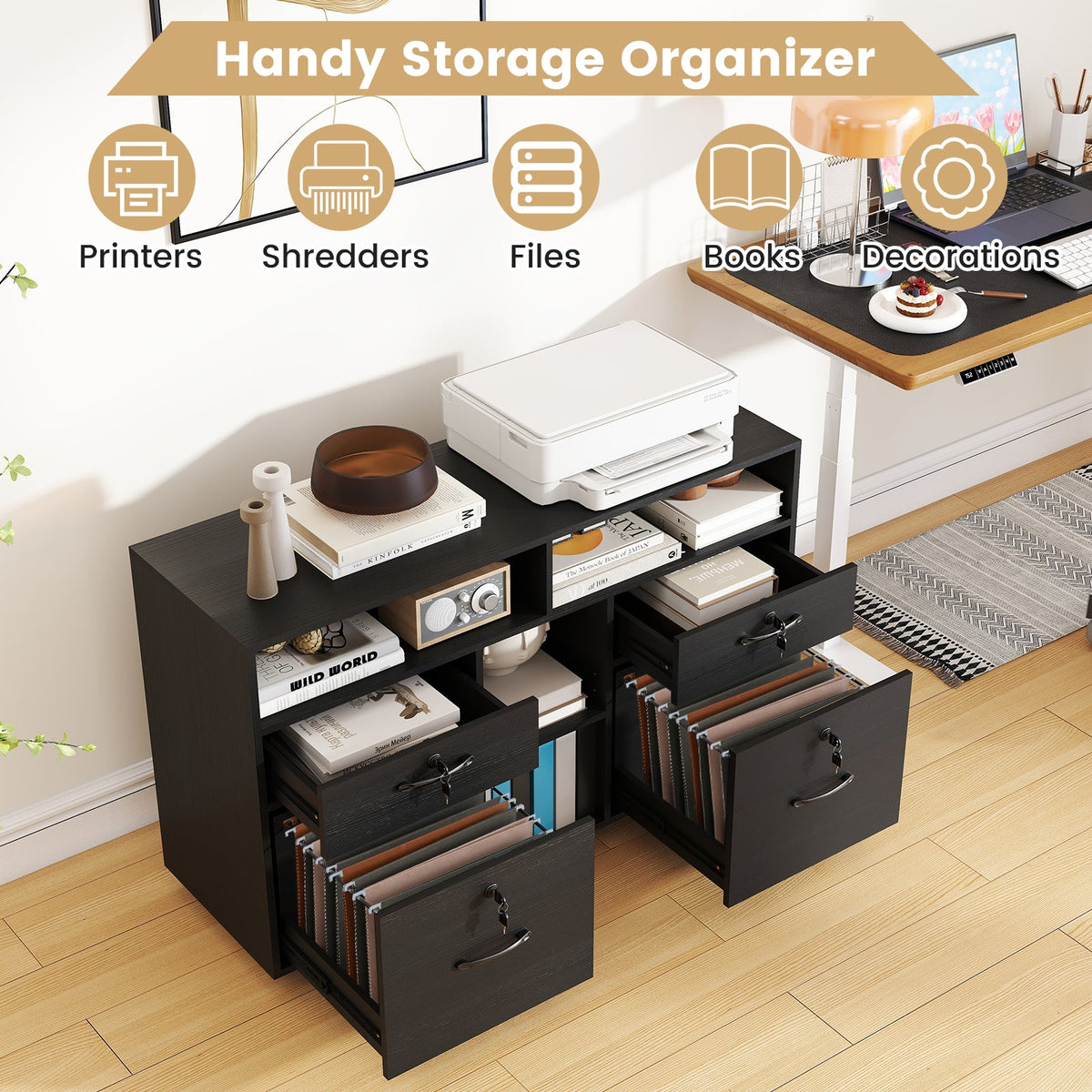 File Cabinet with Lock Mobile Lateral Filing Storage Organizer Printer Stand by DirectDeals, 2 units on Tampa Home & Garden Store