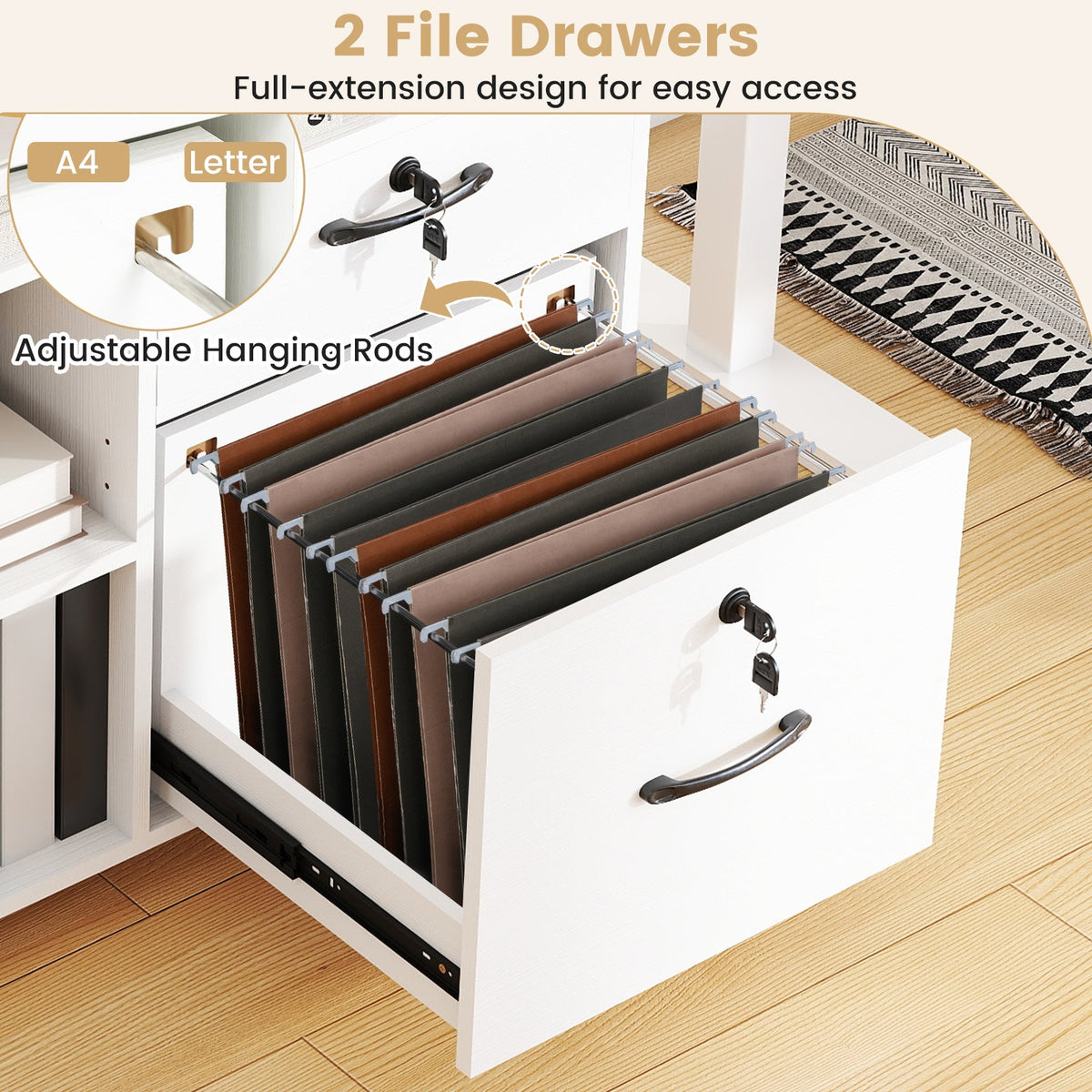 File cabinet with lock, DirectDeals 2-drawer lateral filing with hanging rails on Tampa Home & Garden Store