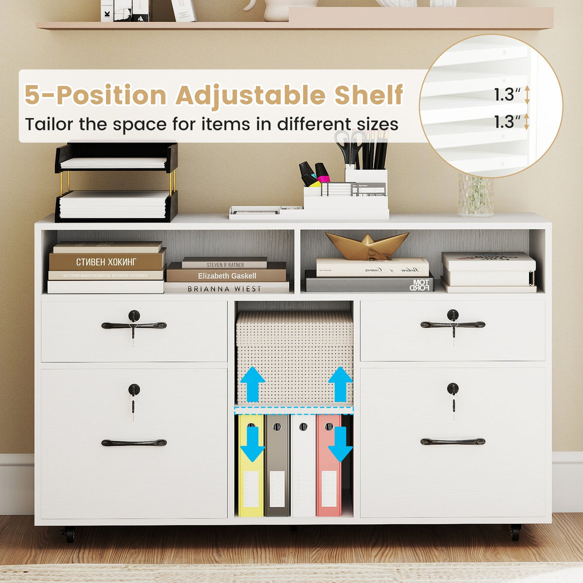 DirectDeals white file cabinet with lock, rolling lateral filing and 5-position adjustable shelf on Tampa Home & Garden Store