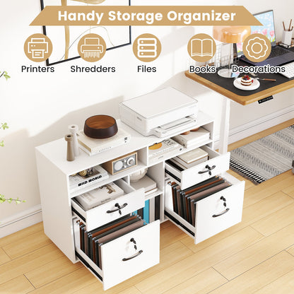 White lockable rolling file cabinet with hanging folders and printer on top, two units on Tampa Home & Garden Store
