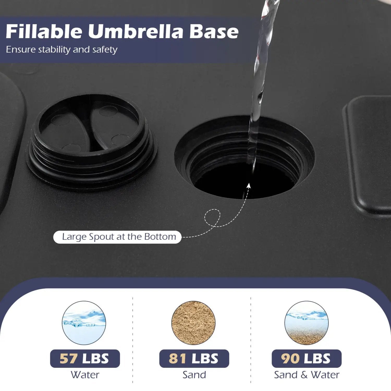 Fillable Umbrella Base 90 LBS Heavy Duty with 2 Wheels-Black – Tampa Home & Garden Store
