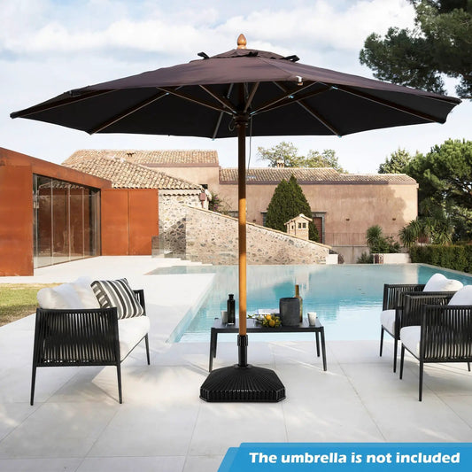 Fillable shell-texture umbrella base, black, 44 lb capacity, DirectDeals, poolside patio use on Tampa Home & Garden Store